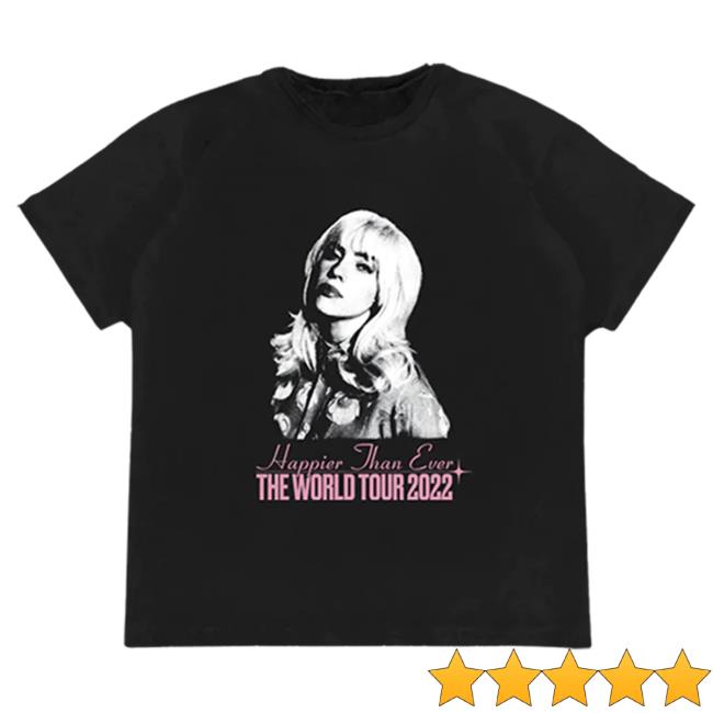 Official Interscope Records Billie Eilish Merch Store World Tour Black Top Shirt Billie Eilish Apparel Clothing Shop