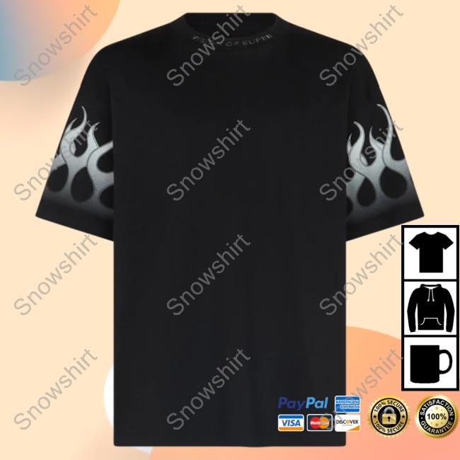 Official Vision Of Super Black Shirt With Grey Gradient Flames