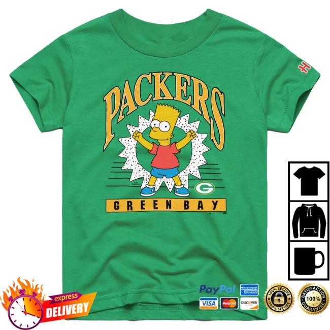 Official Green Bay Packers Homage x The Simpsons Youth Hot Shirt - Kelly Green