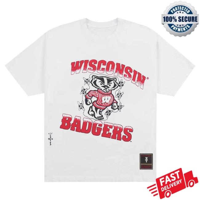Official Travis Scott Utopia Merch Store CJ X M&N X UNIVERSITY OF WISCONSIN HANDDRAWN Attractive Shirt Travis Scott Apparel Clothing TravisScott