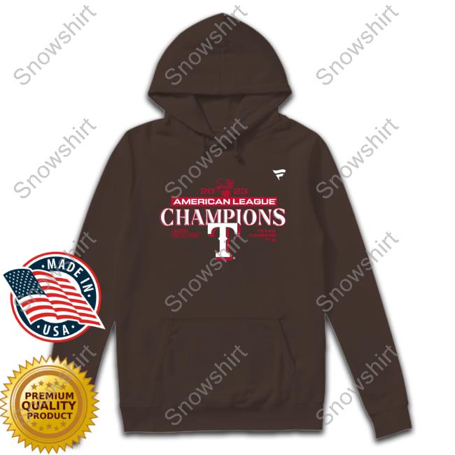 Official Texas Rangers Fanatics Branded 2023 American League Champions Locker Room Shirt Texas Rangers Fanatics Branded 2023 American League Champions Locker Room Hoodie