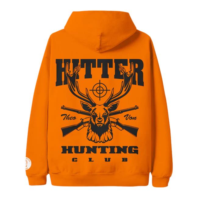 Official Theo Von Merch Hitter Hunting Club Orange Hoodie Official Theo Von Merch Hitter Hunting Club Orange Sweatshirt